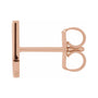 Sapphire Row Gold Single Initial Stud Earring - U, 14K Rose Gold (view 2)
