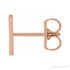 Sapphire Row Gold Single Initial Stud Earring - V, 14K Rose Gold (view 2)