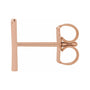 Sapphire Row Gold Single Initial Stud Earring - V, 14K Rose Gold (view 2)
