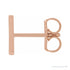 Sapphire Row Gold Single Initial Stud Earring - W, 14K Rose Gold (view 2)