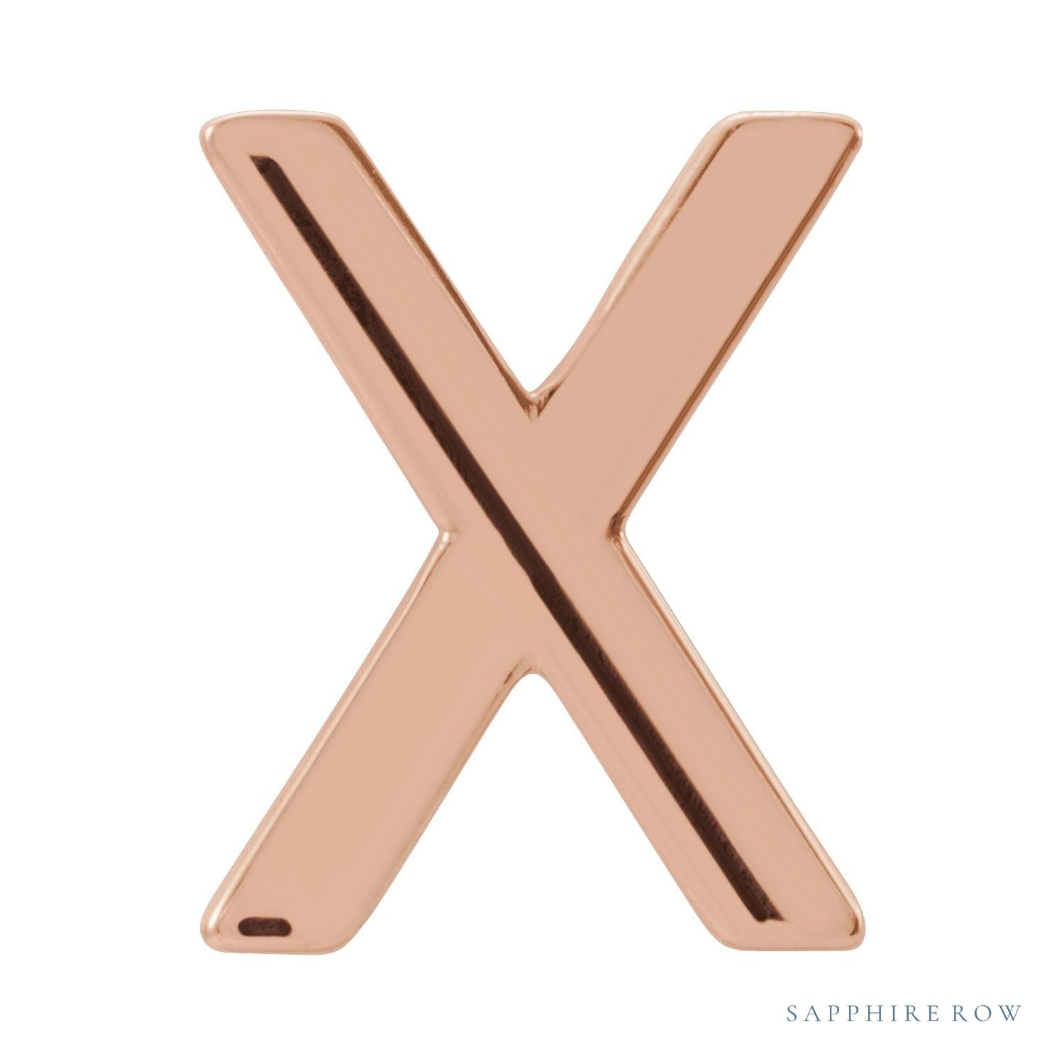 Sapphire Row Gold Single Initial Stud Earring - X, 14K Rose Gold