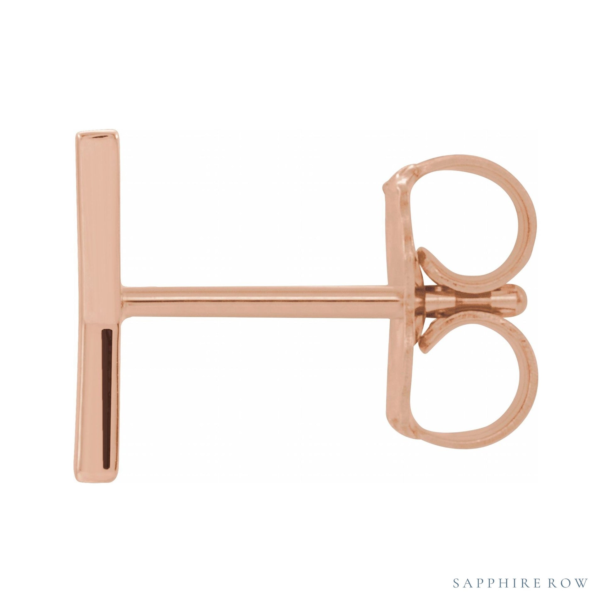 Sapphire Row Gold Single Initial Stud Earring - Y, 14K Rose Gold (view 2)