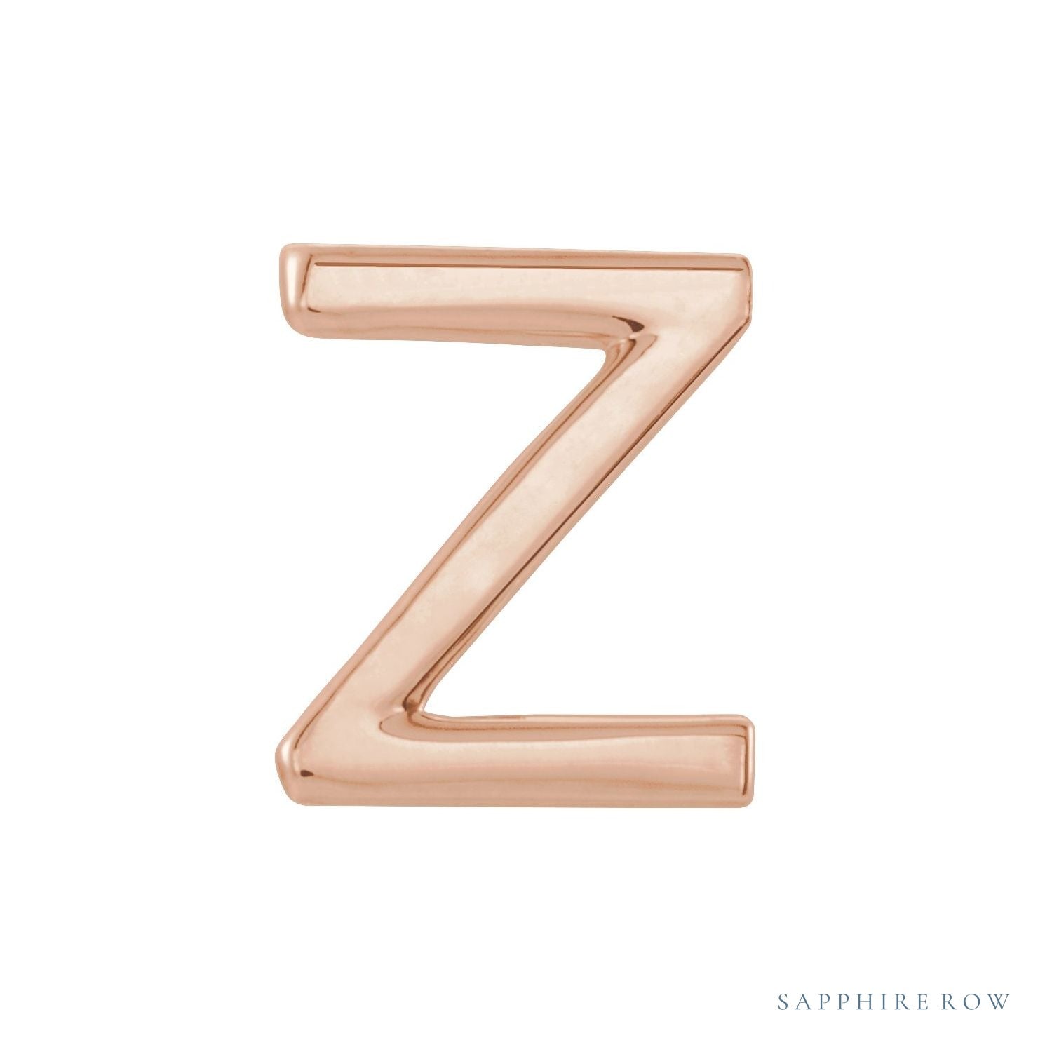 Sapphire Row Gold Single Initial Stud Earring - Z, 14K Rose Gold