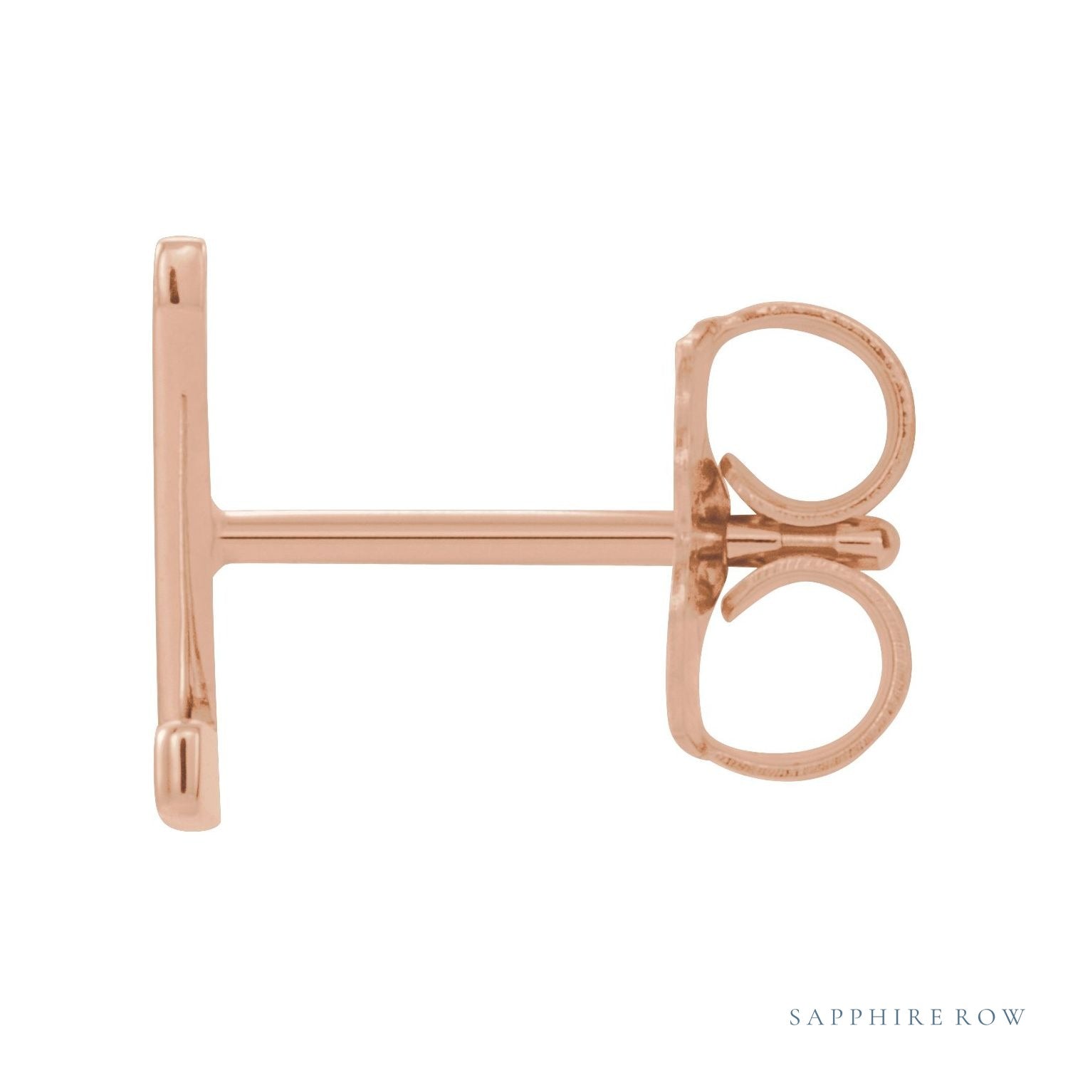Sapphire Row Gold Single Initial Stud Earring - Z, 14K Rose Gold (view 2)