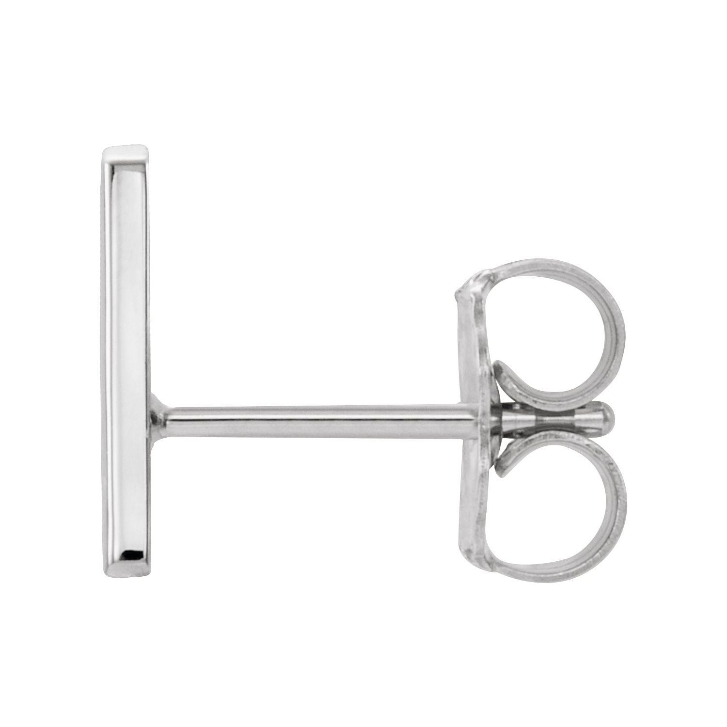 Sapphire Row Gold Single Initial Stud Earring - A, 14K White Gold (view 2)