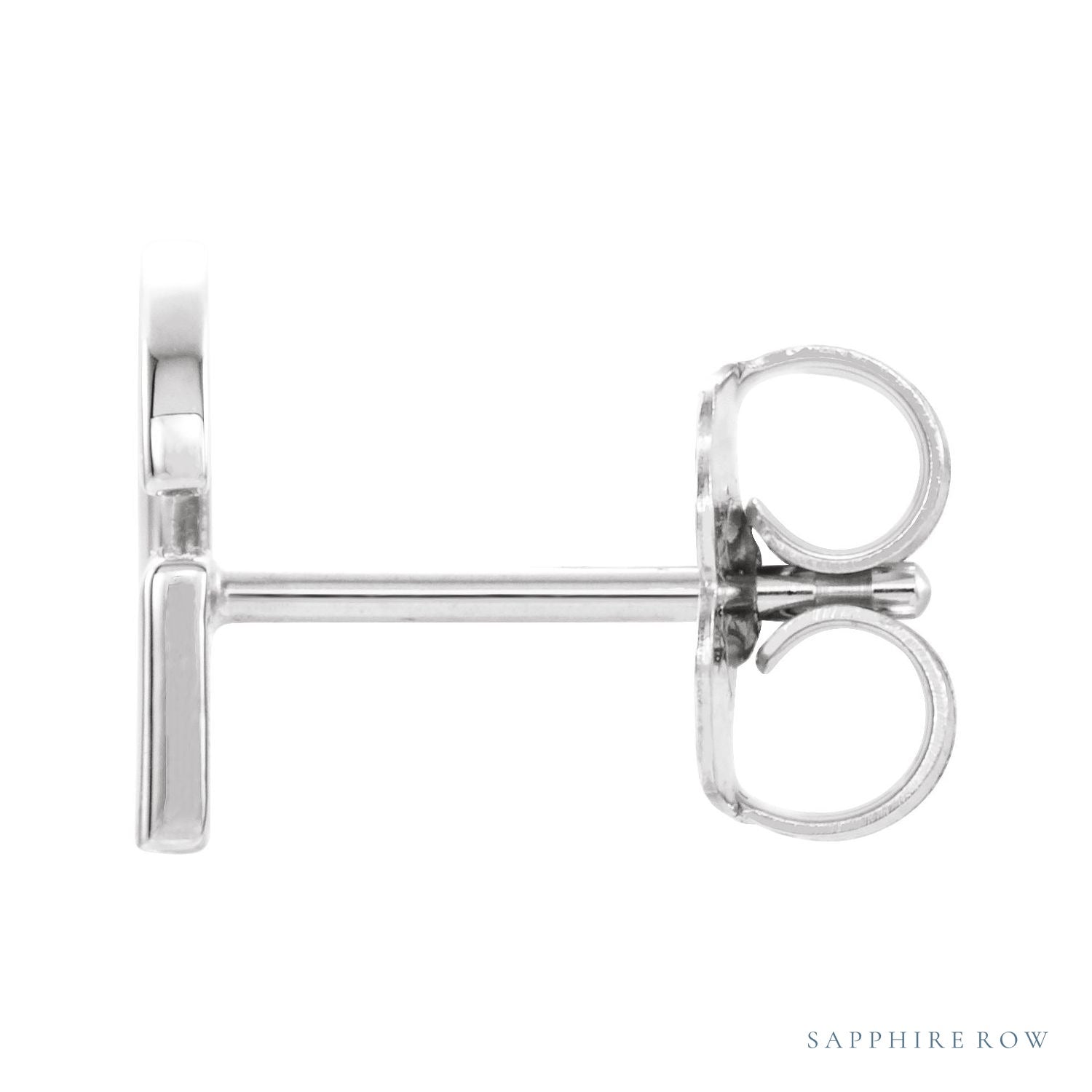 Sapphire Row Gold Single Initial Stud Earring - G, 14K White Gold (view 2)