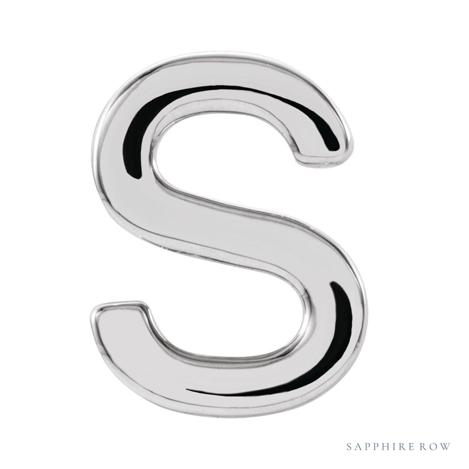 Sapphire Row Gold Single Initial Stud Earring - S, 14K White Gold