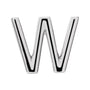 Sapphire Row Gold Single Initial Stud Earring - W, 14K White Gold
