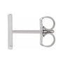 Sapphire Row Gold Single Initial Stud Earring - W, 14K White Gold (view 2)
