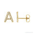 Sapphire Row Natural Diamond Pavé Initial Stud Earrings - A, 14K Yellow Gold