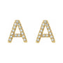 Sapphire Row Natural Diamond Pavé Initial Stud Earrings - A, 14K Yellow Gold (view 2)