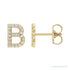 Sapphire Row Natural Diamond Pavé Initial Stud Earrings - B, 14K Yellow Gold