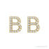 Sapphire Row Natural Diamond Pavé Initial Stud Earrings - B, 14K Yellow Gold (view 2)