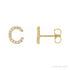 Sapphire Row Natural Diamond Pavé Initial Stud Earrings - C, 14K Yellow Gold