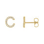 Sapphire Row Natural Diamond Pavé Initial Stud Earrings - C, 14K Yellow Gold