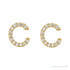 Sapphire Row Natural Diamond Pavé Initial Stud Earrings - C, 14K Yellow Gold (view 2)