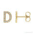Sapphire Row Natural Diamond Pavé Initial Stud Earrings - D, 14K Yellow Gold