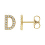 Sapphire Row Natural Diamond Pavé Initial Stud Earrings - D, 14K Yellow Gold
