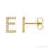 Sapphire Row Natural Diamond Pavé Initial Stud Earrings - E, 14K Yellow Gold