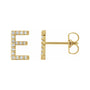 Sapphire Row Natural Diamond Pavé Initial Stud Earrings - E, 14K Yellow Gold