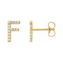 Sapphire Row Natural Diamond Pavé Initial Stud Earrings - F, 14K Yellow Gold