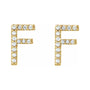Sapphire Row Natural Diamond Pavé Initial Stud Earrings - F, 14K Yellow Gold (view 2)