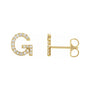 Sapphire Row Natural Diamond Pavé Initial Stud Earrings - G, 14K Yellow Gold