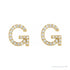 Sapphire Row Natural Diamond Pavé Initial Stud Earrings - G, 14K Yellow Gold (view 2)