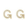 Sapphire Row Natural Diamond Pavé Initial Stud Earrings - G, 14K Yellow Gold (view 2)