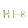 Sapphire Row Natural Diamond Pavé Initial Stud Earrings - H, 14K Yellow Gold