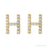 Sapphire Row Natural Diamond Pavé Initial Stud Earrings - H, 14K Yellow Gold (view 2)