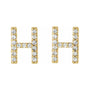 Sapphire Row Natural Diamond Pavé Initial Stud Earrings - H, 14K Yellow Gold (view 2)