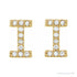 Sapphire Row Natural Diamond Pavé Initial Stud Earrings - I, 14K Yellow Gold (view 2)