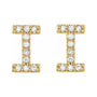 Sapphire Row Natural Diamond Pavé Initial Stud Earrings - I, 14K Yellow Gold (view 2)
