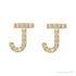 Sapphire Row Natural Diamond Pavé Initial Stud Earrings - J, 14K Yellow Gold (view 2)