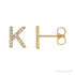 Sapphire Row Natural Diamond Pavé Initial Stud Earrings - K, 14K Yellow Gold