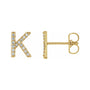Sapphire Row Natural Diamond Pavé Initial Stud Earrings - K, 14K Yellow Gold