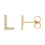 Sapphire Row Natural Diamond Pavé Initial Stud Earrings - L, 14K Yellow Gold