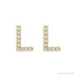 Sapphire Row Natural Diamond Pavé Initial Stud Earrings - L, 14K Yellow Gold (view 2)