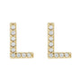 Sapphire Row Natural Diamond Pavé Initial Stud Earrings - L, 14K Yellow Gold (view 2)