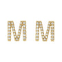 Sapphire Row Natural Diamond Pavé Initial Stud Earrings - M, 14K Yellow Gold