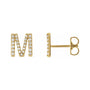 Sapphire Row Natural Diamond Pavé Initial Stud Earrings - M, 14K Yellow Gold (view 2)
