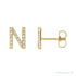 Sapphire Row Natural Diamond Pavé Initial Stud Earrings - N, 14K Yellow Gold