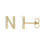 Sapphire Row Natural Diamond Pavé Initial Stud Earrings - N, 14K Yellow Gold