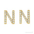 Sapphire Row Natural Diamond Pavé Initial Stud Earrings - N, 14K Yellow Gold (view 2)