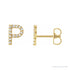 Sapphire Row Natural Diamond Pavé Initial Stud Earrings - P, 14K Yellow Gold