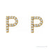Sapphire Row Natural Diamond Pavé Initial Stud Earrings - P, 14K Yellow Gold (view 2)