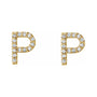 Sapphire Row Natural Diamond Pavé Initial Stud Earrings - P, 14K Yellow Gold (view 2)