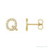 Sapphire Row Natural Diamond Pavé Initial Stud Earrings - Q, 14K Yellow Gold