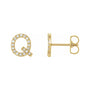 Sapphire Row Natural Diamond Pavé Initial Stud Earrings - Q, 14K Yellow Gold